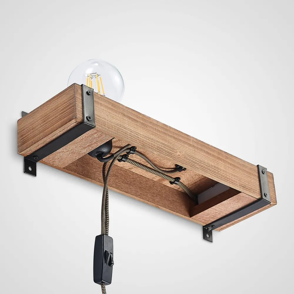 Væglamper|Væglamper ^ Lindby væglampe Sverina, 40 cm, træ, stik, E27