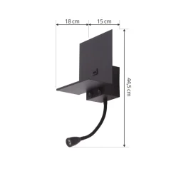 Lindby Væglamper > væglampe Thorid, sort, USB, LED-læselampe, G9
