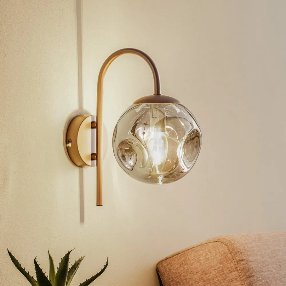 Lindby Gang|Væglamper > væglampe Valentina, E14, røggrå, glas, 28,6 cm