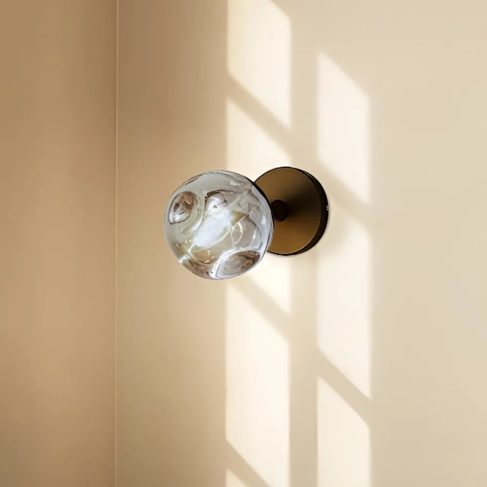 Lindby Væglamper > væglampe Valentina, grå/sort, glas, Ø 10 cm