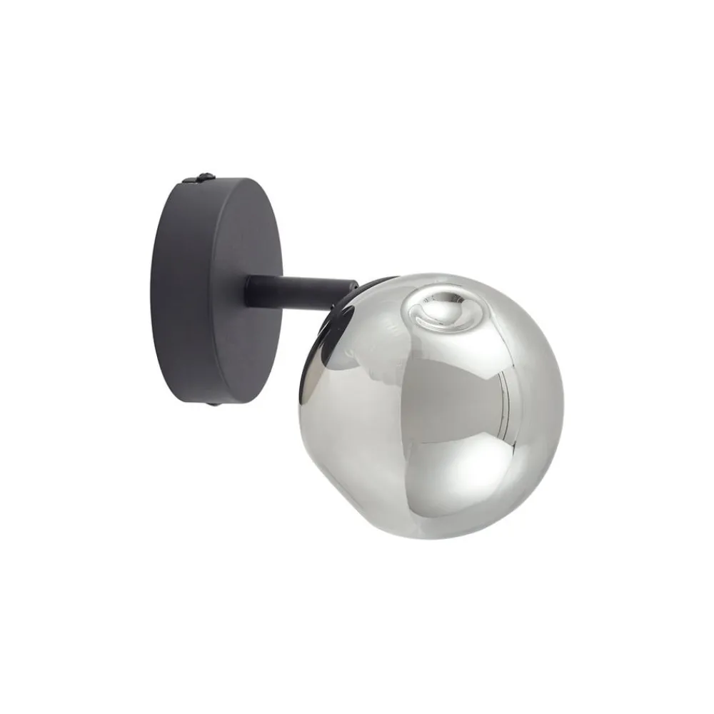 Lindby Væglamper > væglampe Valentina, grå/sort, glas, Ø 10 cm
