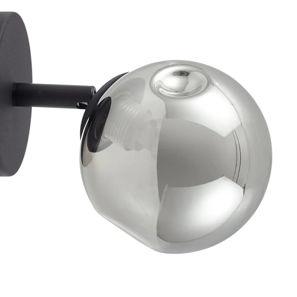 Lindby Væglamper > væglampe Valentina, grå/sort, glas, Ø 10 cm