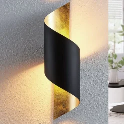 Lindby Gang|Pendellamper > væglampe Vanni, sort/guld, metal, højde 57 cm