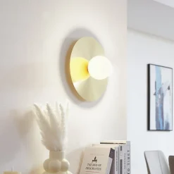 Væglamper|Væglamper ^ Lindby væglampe Zain, guld/hvid, glas, Ø 33 cm, G9