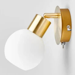 Lindby Gang|Pendellamper > vægspot Elaina, messingfarvet, glas, 14 cm høj, E14
