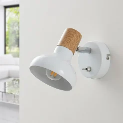 Lindby Gang|Væglamper > vægspot Fridolin, 14 cm, hvid, metal, afbryder