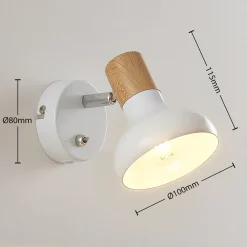 Lindby Gang|Væglamper > vægspot Fridolin, 14 cm, hvid, metal, afbryder