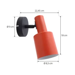 Lindby Væglamper|Spotlights > vægspot Ovelia, orange/sort, metal, E27