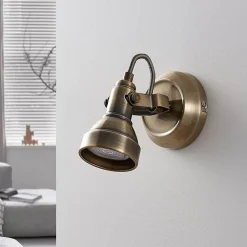 Lindby Loftlamper|Pendellamper > vægspot Perseas, antik messing, metal, 16 cm, GU10