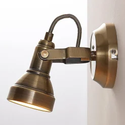 Lindby Loftlamper|Pendellamper > vægspot Perseas, antik messing, metal, 16 cm, GU10