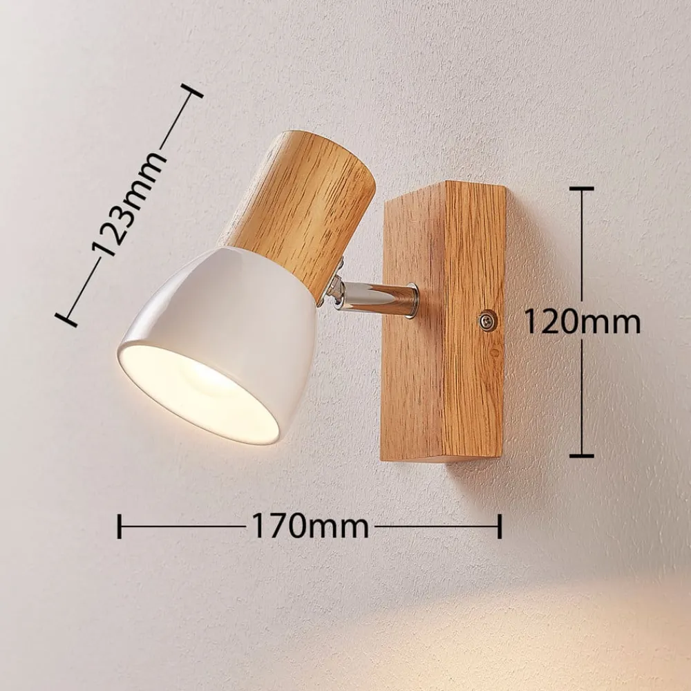 Gang|Pendellamper ^ Lindby vægspot Thorin, 14 cm høj, hvid, træ, E14
