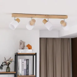 Lindby Gang|Loftlamper > Wanessa loftspot, 67 cm, 4 lyskilder, træ, hvid, E14