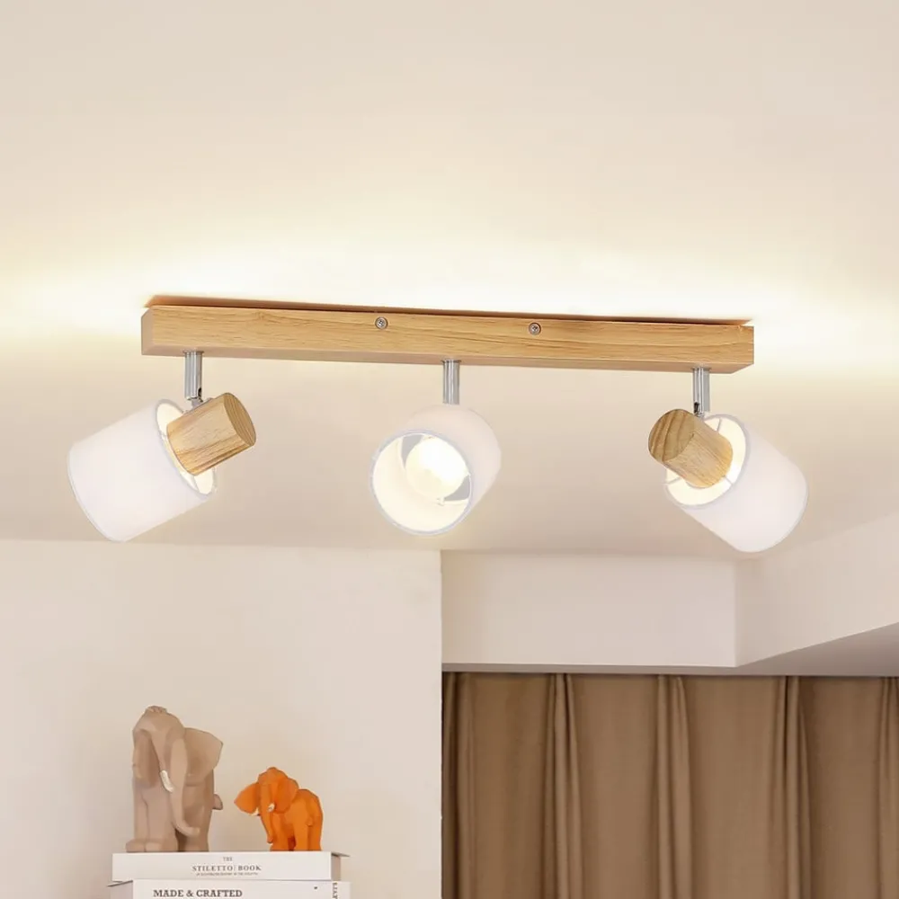 Lindby Gang|Loftlamper > Wanessa loftspot, 47 cm, 3 lyskilder, hvid, træ, E14