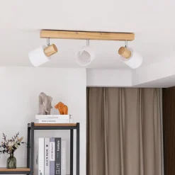 Lindby Gang|Loftlamper > Wanessa loftspot, 47 cm, 3 lyskilder, hvid, træ, E14