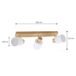 Lindby Gang|Loftlamper > Wanessa loftspot, 47 cm, 3 lyskilder, hvid, træ, E14