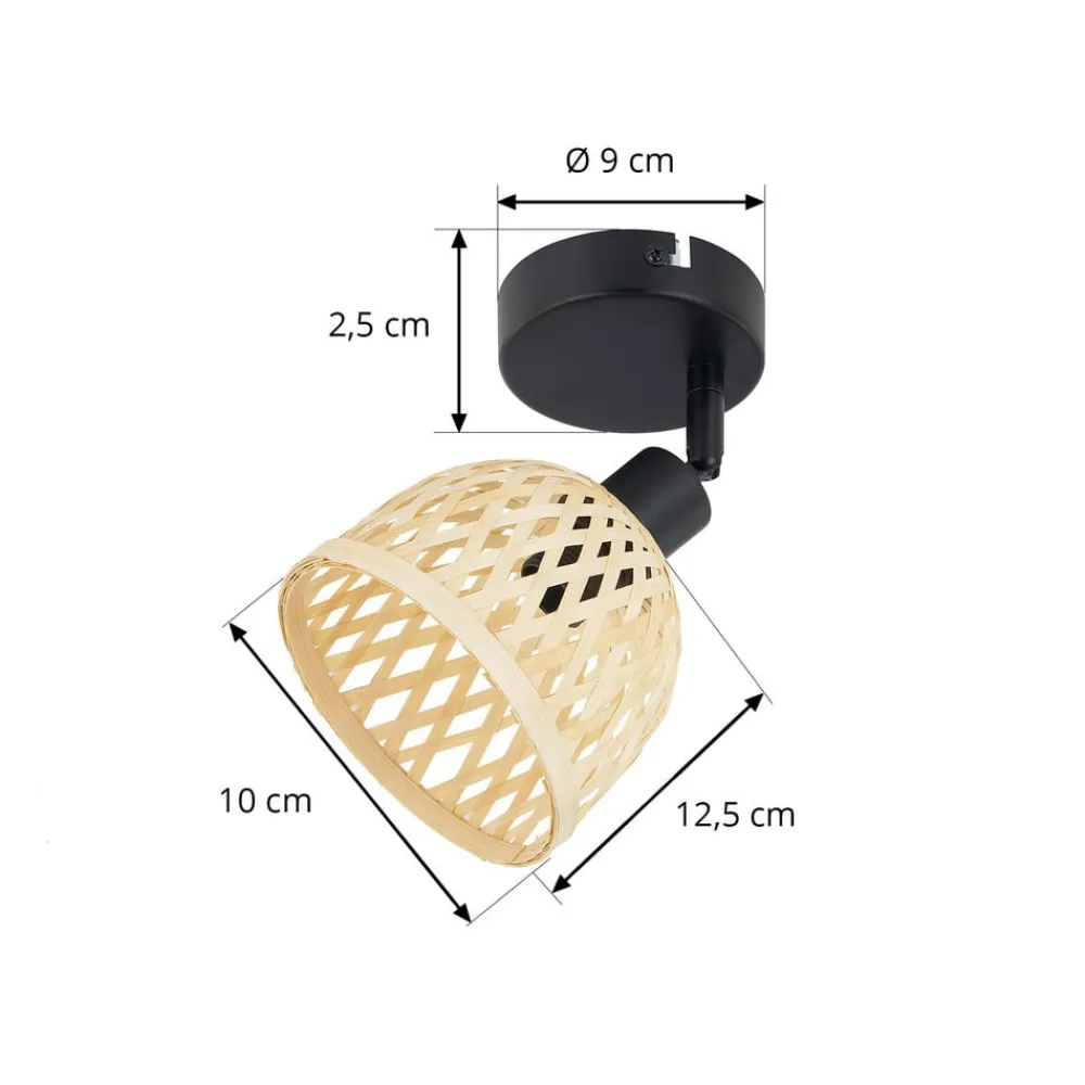 Spotlights ^ Lindby Youstin loftspot, Ø 12,5 cm, bambus, E14