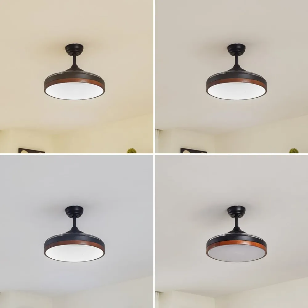 Lindby Loftventilatorer > Lindy LED-loftventilator Oras, sort, DC, støjsvag, 107 cm