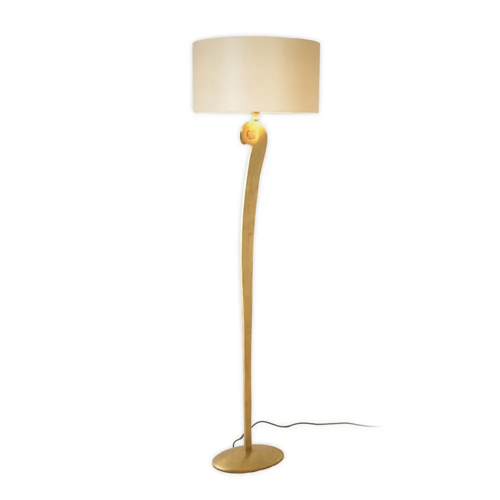 Gulvlamper|Gulvlamper ^ Holländer Lino gulvlampe, guldfarvet/ecru, højde 160 cm, jern
