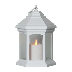 Terrassebelysning ^ STAR TRADING Linta LED-bordlampe i lygteform, hvid