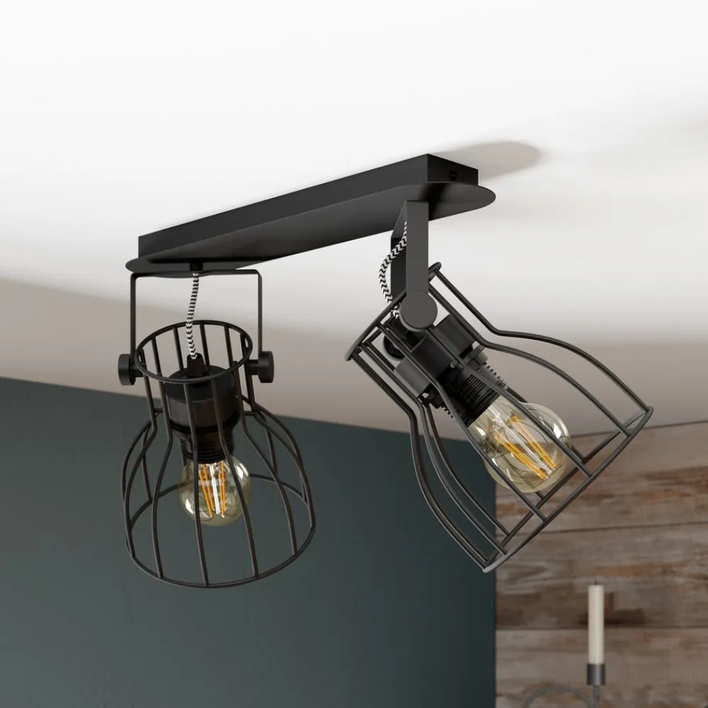 TK Lighting Loftlamper > Loftlampe Alano, sort, 2 lyskilder