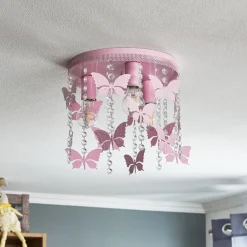 Eko-Light Loftlamper > Loftlampe Angelica i pink med sommerfugle