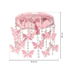 Eko-Light Loftlamper > Loftlampe Angelica i pink med sommerfugle
