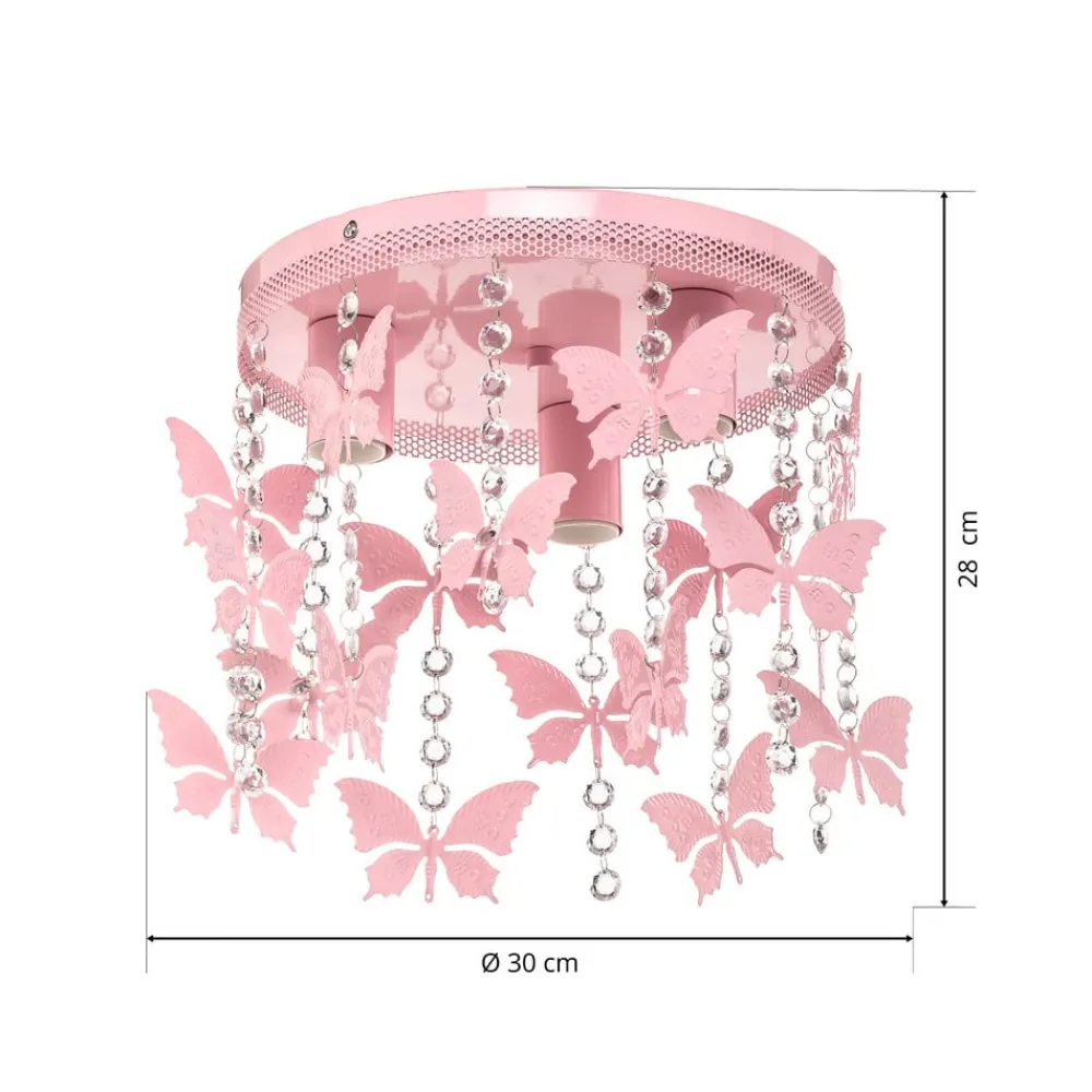 Eko-Light Loftlamper > Loftlampe Angelica i pink med sommerfugle