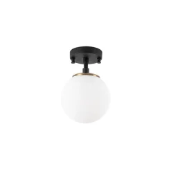 Loftlamper|Loftlamper ^ Opviq Loftlampe Atmaca, 1 lyskilde, sort, glas, Ø 15 cm
