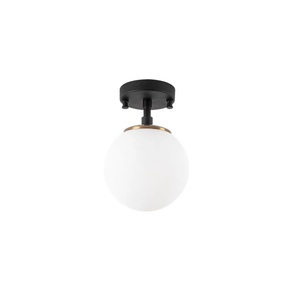 Loftlamper|Loftlamper ^ Opviq Loftlampe Atmaca, 1 lyskilde, sort, glas, Ø 15 cm