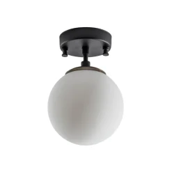 Loftlamper|Loftlamper ^ Opviq Loftlampe Atmaca, 1 lyskilde, sort, glas, Ø 15 cm