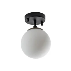 Loftlamper|Loftlamper ^ Opviq Loftlampe Atmaca, 1 lyskilde, sort, glas, Ø 15 cm