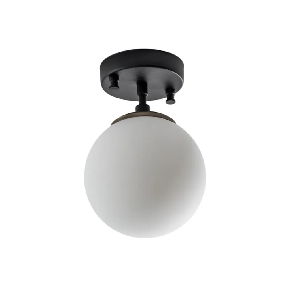 Loftlamper|Loftlamper ^ Opviq Loftlampe Atmaca, 1 lyskilde, sort, glas, Ø 15 cm