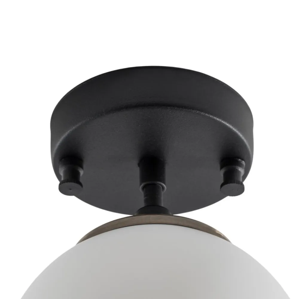 Loftlamper|Loftlamper ^ Opviq Loftlampe Atmaca, 1 lyskilde, sort, glas, Ø 15 cm