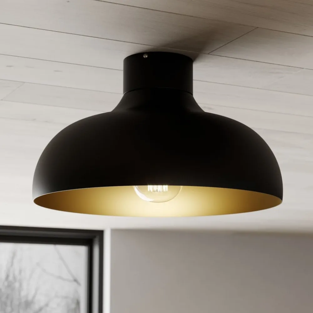 Loftlamper ^ Luminex Loftlampe Basca, udvendig sort, indvendig guld