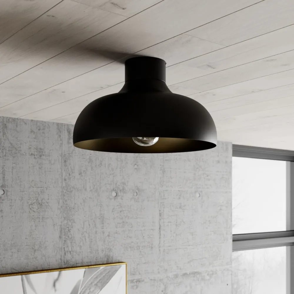 Loftlamper ^ Luminex Loftlampe Basca, udvendig sort, indvendig guld