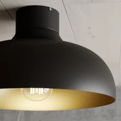 Loftlamper ^ Luminex Loftlampe Basca, udvendig sort, indvendig guld
