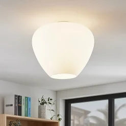 Loftlamper|Loftlamper ^ Lindby Loftlampe Bibiane i glas, opalhvid