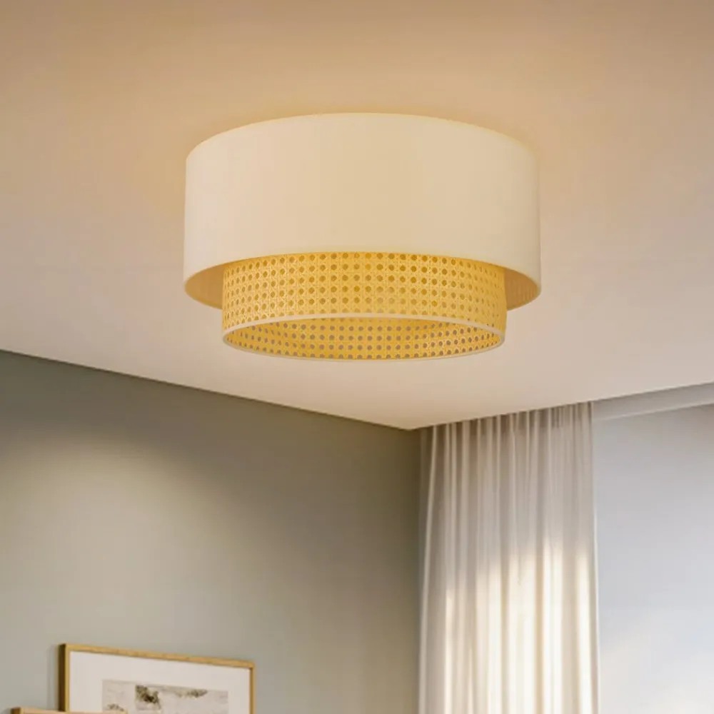 Duolla Loftlamper > Loftlampe Boho, Ø 45 cm, creme-hvid/rattan