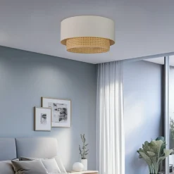 Duolla Loftlamper > Loftlampe Boho, Ø 45 cm, creme-hvid/rattan