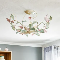 Luminex Gang|Loftlamper > Loftlampe BUTTERFLY, creme/grøn/rosa, stål, 3 lyskilder