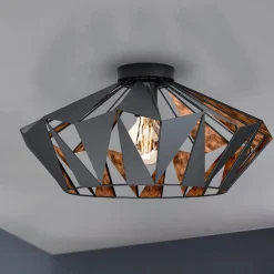 EGLO Loftlamper|Loftlamper > Loftlampe Carlton, Ø 47 cm, sort/kobber