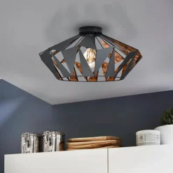 EGLO Loftlamper|Loftlamper > Loftlampe Carlton, Ø 47 cm, sort/kobber