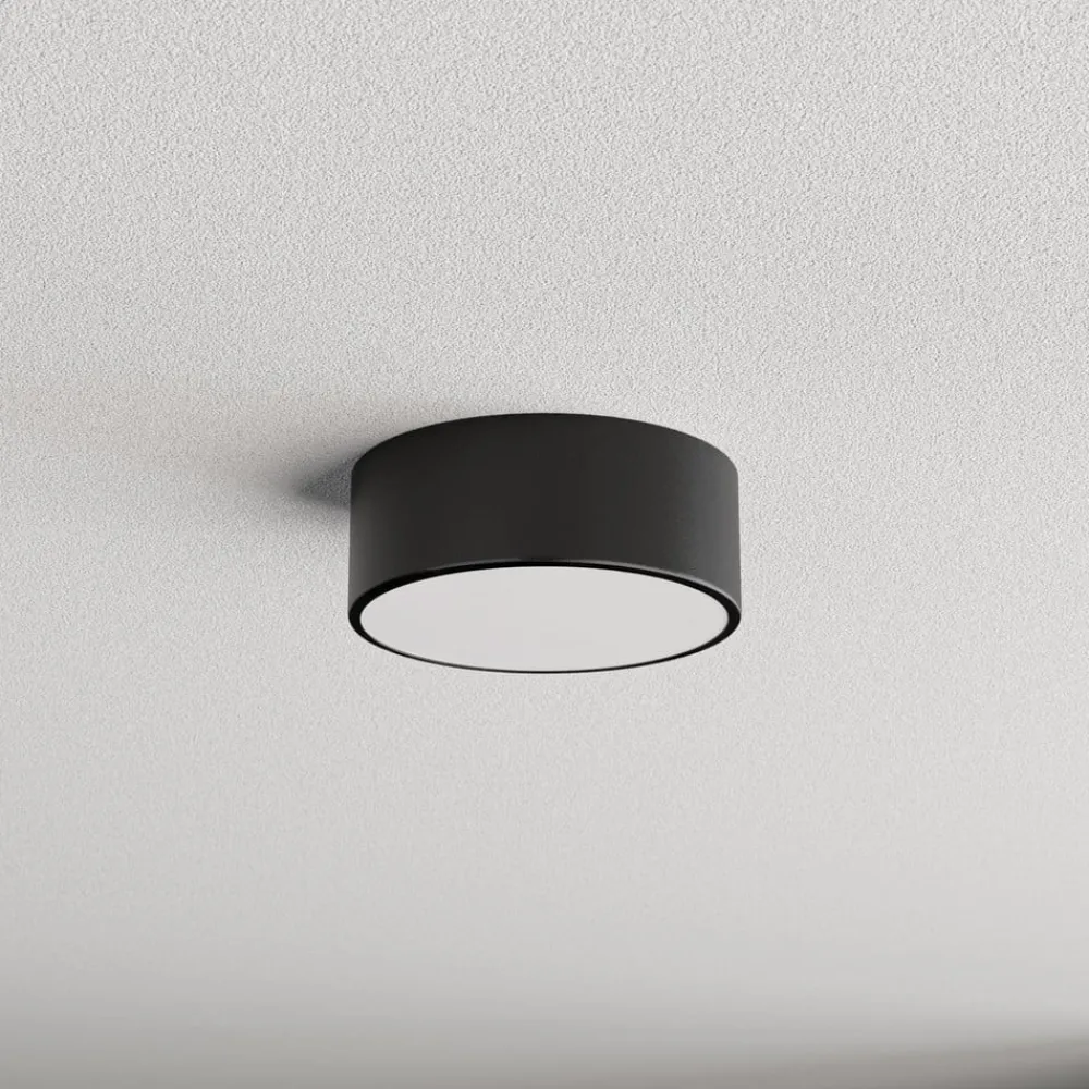 TEMAR LIGHTING Loftlamper|Loftlamper > Loftlampe Cleo, Ø 20 cm, IP54, sort, metal, E27