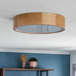 Loftlamper|Loftlamper ^ TEMAR LIGHTING Loftlampe Cleo DR375, IP54, Ø 37,5 cm, egetræ, E27