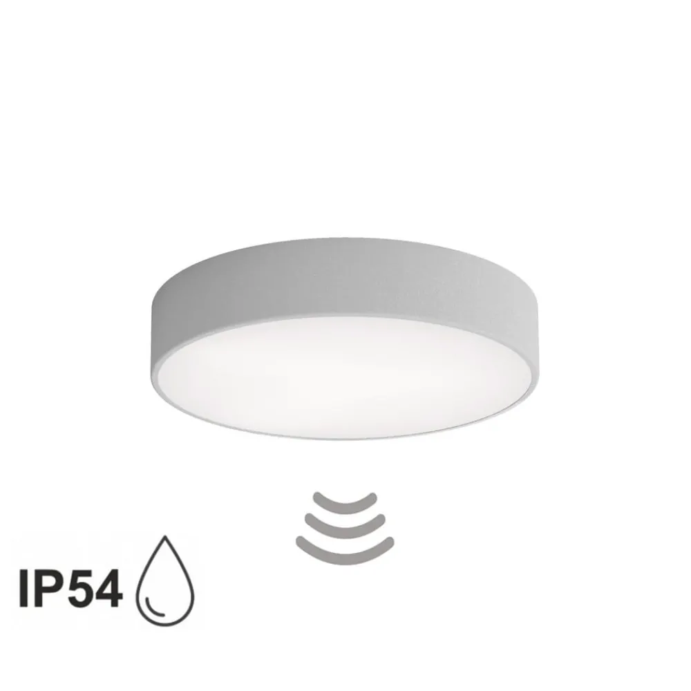 TEMAR LIGHTING Loftlamper > Loftlampe Cleo 400, grå, sensor, IP54, Ø 40 cm, metal