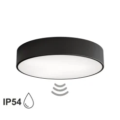 TEMAR LIGHTING Loftlamper > Loftlampe Cleo 400, sort, sensor, IP54, Ø 40 cm, metal