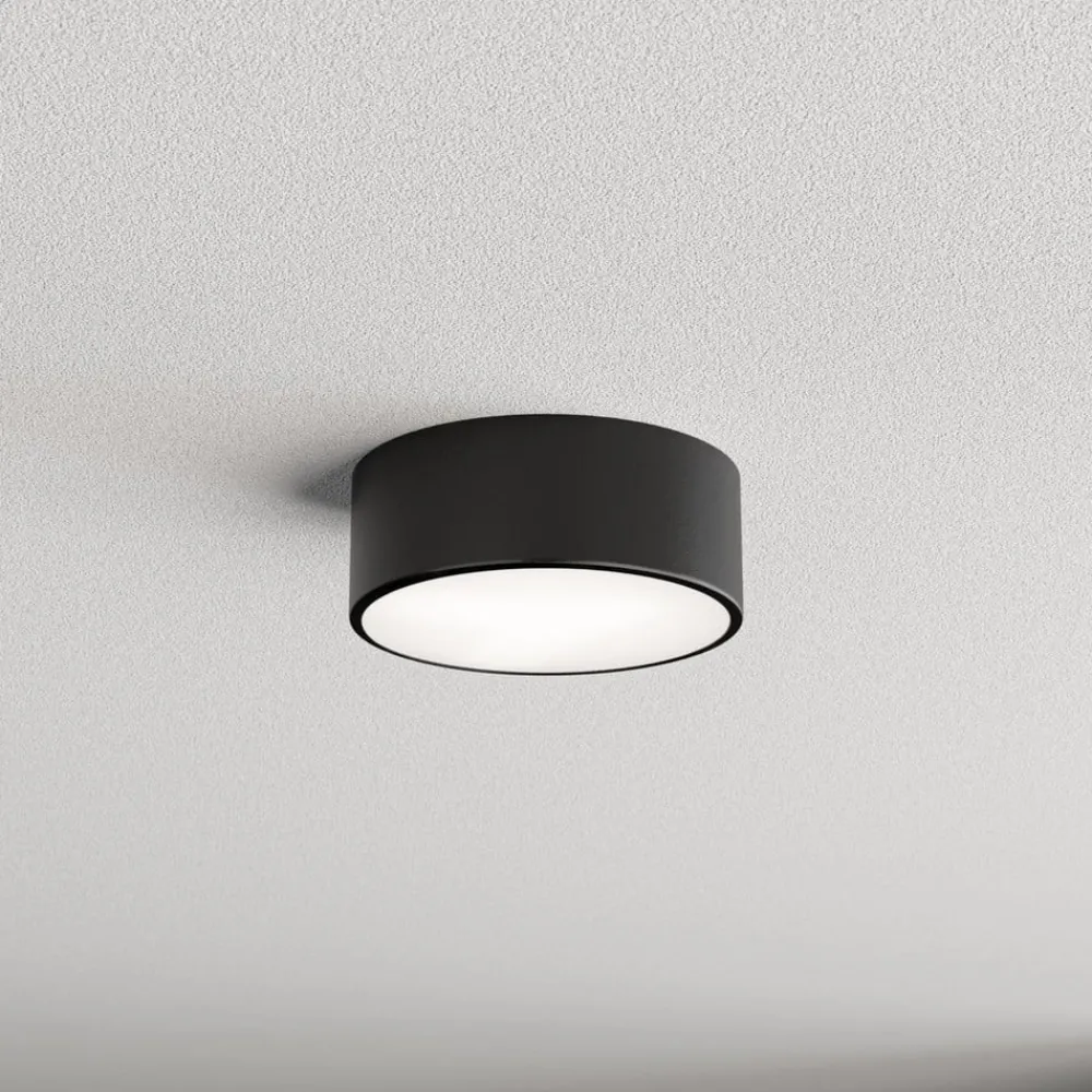 Loftlamper ^ TEMAR LIGHTING Loftlampe Cleo 200, sort, sensor, IP54, Ø 20 cm, metal