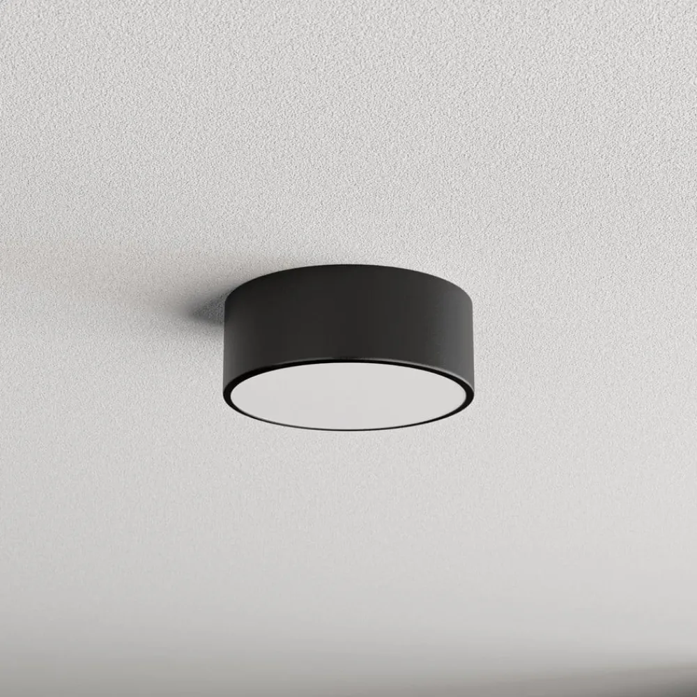 Loftlamper ^ TEMAR LIGHTING Loftlampe Cleo 200, sort, sensor, IP54, Ø 20 cm, metal