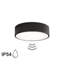 TEMAR LIGHTING Gang|Loftlamper > Loftlampe Cleo 300, sort, sensor, IP54, Ø 30 cm, metal