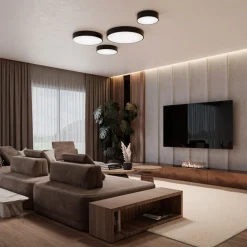TEMAR LIGHTING Gang|Loftlamper > Loftlampe Cleo 300, sort, sensor, IP54, Ø 30 cm, metal